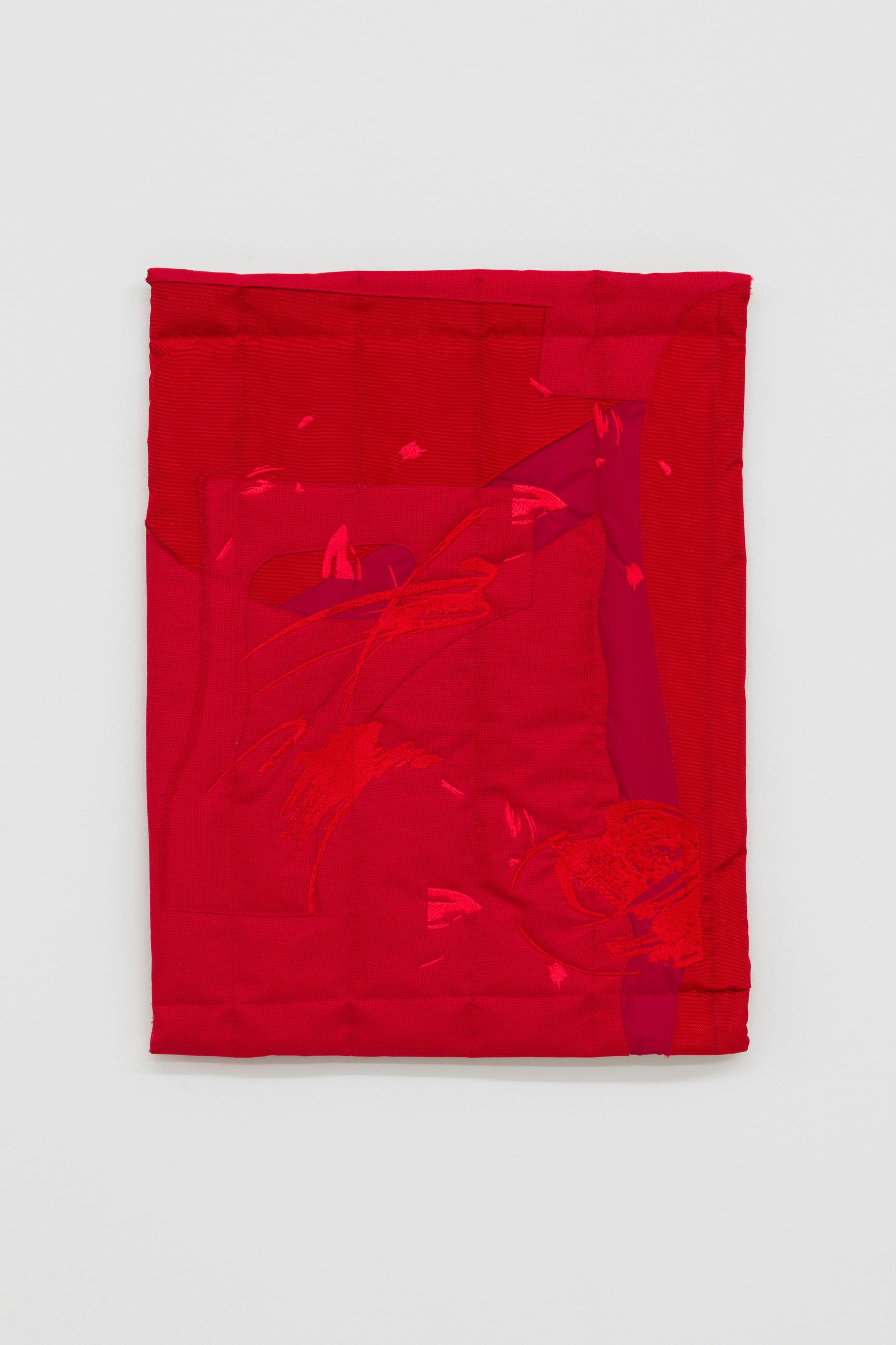 Vesta (red), textile collage, 81x67cm